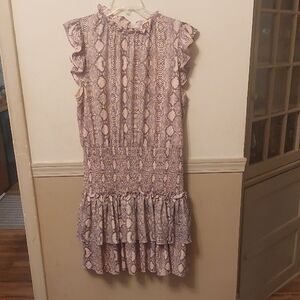 Perfectly Priscilla Snakeskin Pattern Light Pink Black Shimmer Dress Plus Sz 3XL